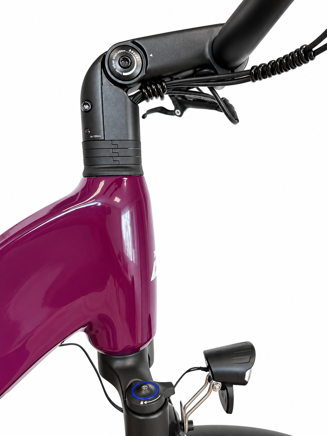 Bertin Urban Comfort 2027 Prune — Intégration du cadre, de la potence et des câbles
