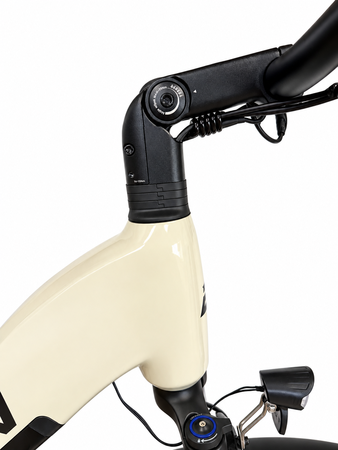 Bertin Urban Comfort 2027 Beige lin — Intégration du cadre, de la potence et des câbles