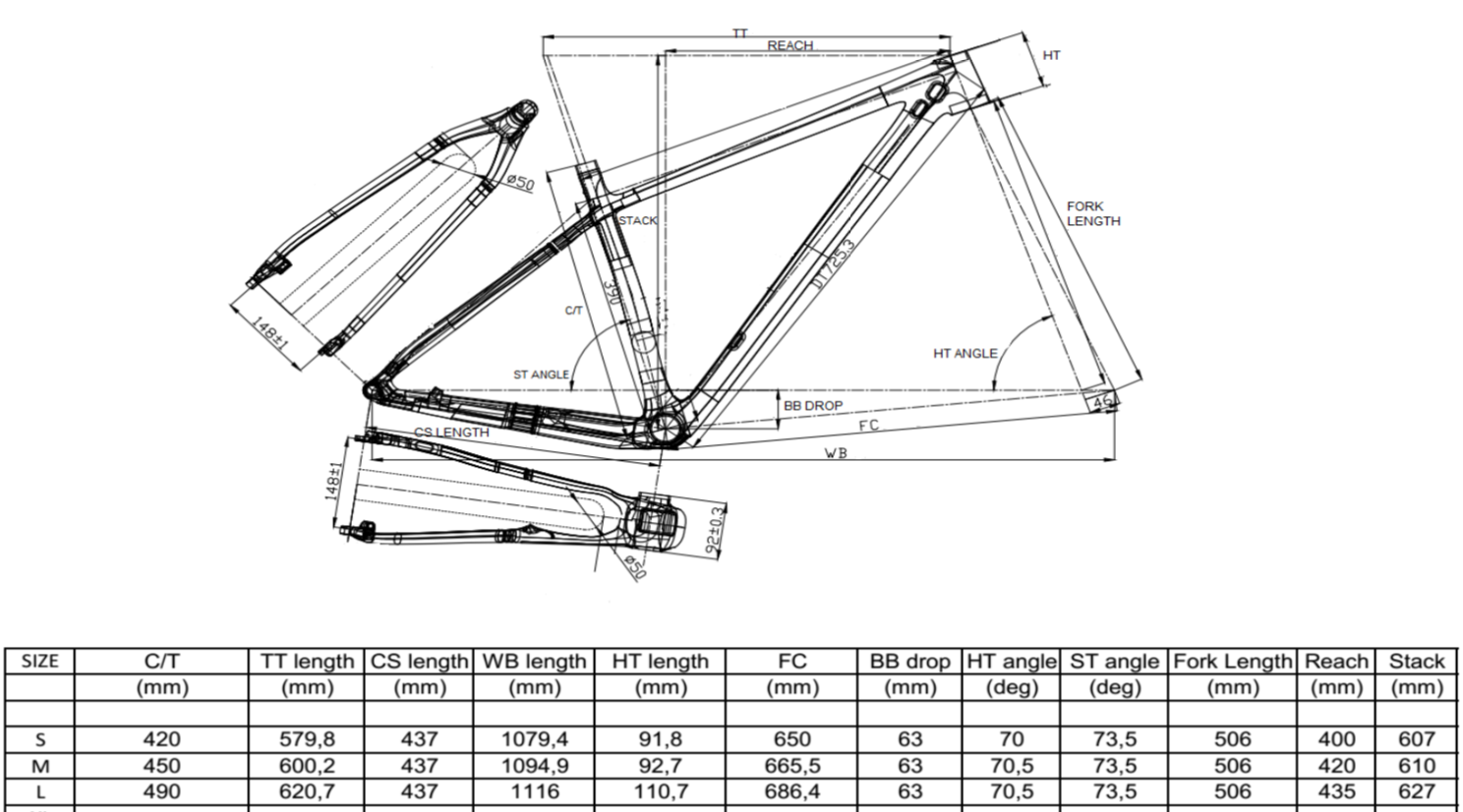 Bertin C29 SL – Kit Cadre VTT Carbone Ultra-Léger | T800/M46JB | 950g | Compatible Fourche 100-120mm